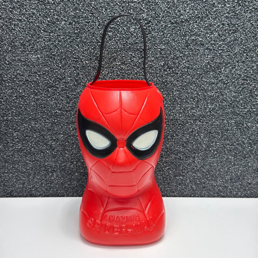 Vintage 1979 Marvel Spider-Man Blow Mold Halloween Bucket AJ Renzi Red Pail Rare